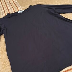 J. Jill Black Long Sleeve Top, nylon blend, long sleeves, crew neck, MP